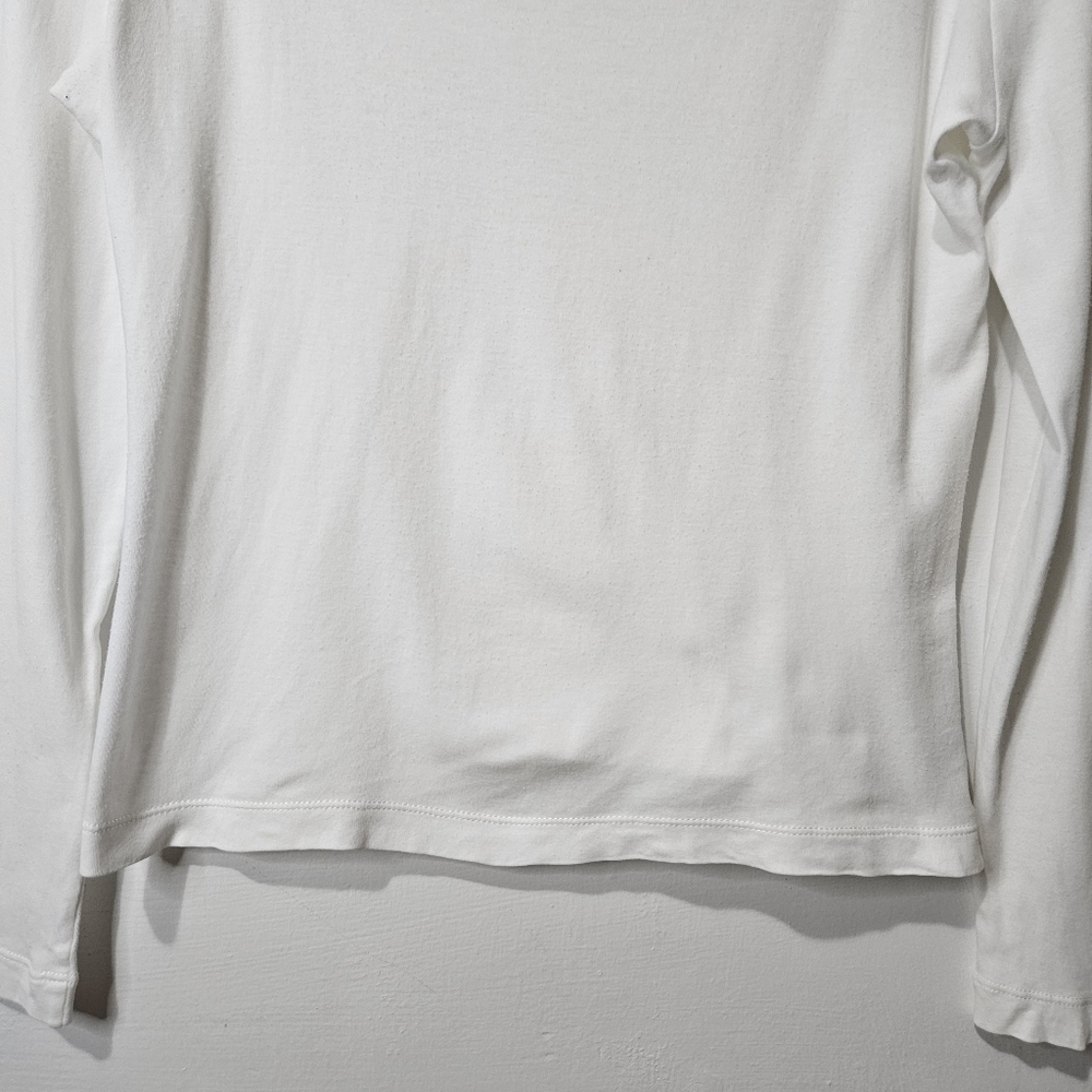Loro Piana Long Sleeve Crop Tee Shirt White Size 42 US 6 - Picture 3 of 15